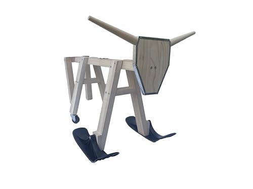 ERfover Sliding Wooden Steer Calf Roping Dummy Cattle Wood Frame for Junior Roper Practice Party Entertainment Version 2