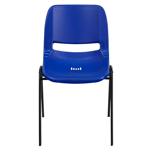 Flash Furniture HERCULES Series 440 lb. Capacity Kid's Navy Ergonomic Shell Stack Chair with Black Frame and 14