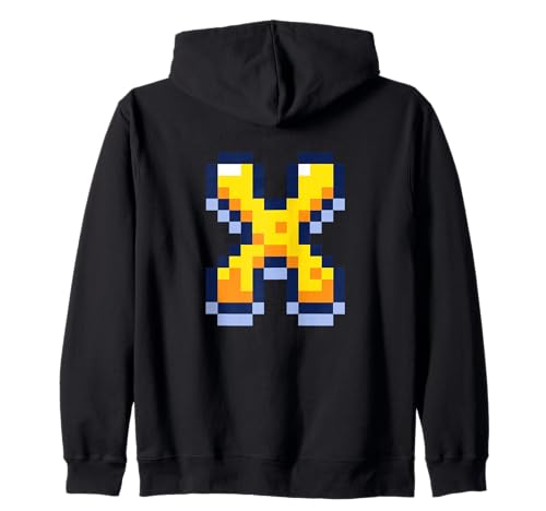Pixel Video Game Letra X Nombre Inicial Monograma Retro 8 bits Sudadera con Capucha