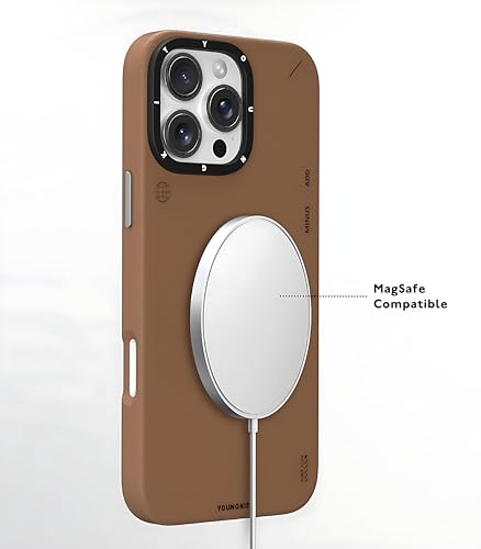Image of Cyber Grid Leather Series Case for iPhone 16 Pro Max Compatible with Mag-Safe Wireless Charging | Textured Leather Back | Slim Shockproof Cover | Futuristic Grid Pattern | Black Edition