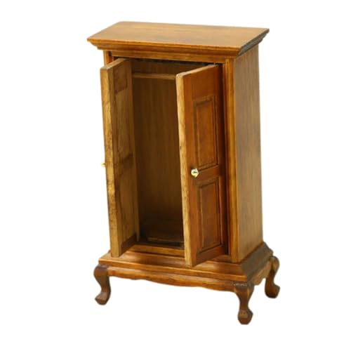 Toyvian Miniatura Armario de Madera para Casa de Muñecas Europeo Simple con Doble Puerta Mueble Decorativo para Proyectos DIY y Colecciones