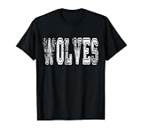 Wolves Mascot Distressed Vintage School Sports Name Fans T-Shirt, Men, Black, 3X-Large
