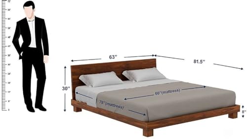 Image of Bed Solid Sheesham Wood for Your Bedroom | Solid Wood Queen Bed Finish Color - Natural Finish