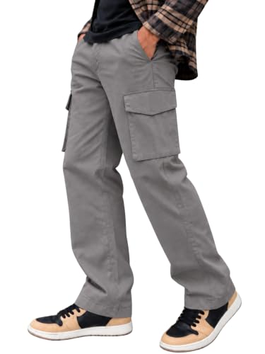 Image of Leriya Fashion Men's Loose Low-Rise Baggy Cargo Pants - Cotton Trousers with Adjustable Drawstring Waist - Casual Streetwear Utility Cargos | Men Relaxed Fit Pants Relaxed Fit Pant