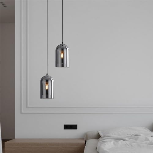 Lámpara colgante interior E27 con pantalla de vidrio y estructura de metal 5