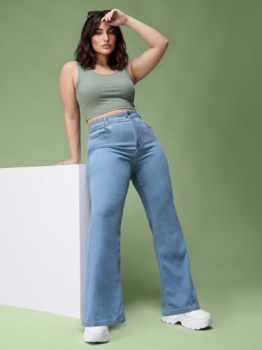Image of Miss Chase A+ Women's Wide Leg High Rise Regular Length Stretchable Denim Jeans