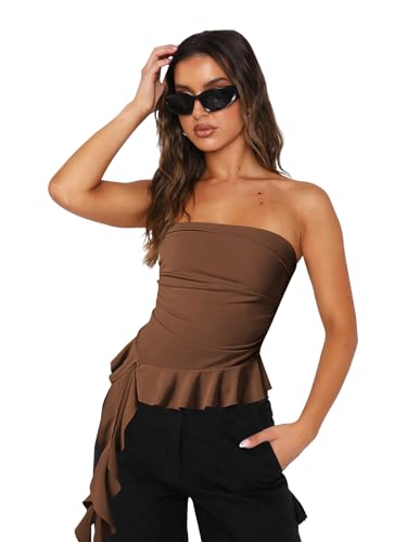 Sumtory Women's Strapless Long Tupe Top Ruched...