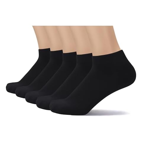 SERISIMPLE Thin Viscose Bamboo Low Cut Ankle Socks Men Thin Breathable Sock Comfort Cool Softy Sock 5 Paris(Large, Black) Cover