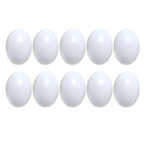 Azatemgo Chicken Eggs Fake Chicken White Eggs Easter Eggs Set of Wooden Fake Eggs to Help Lay Chickens 10 Pcs