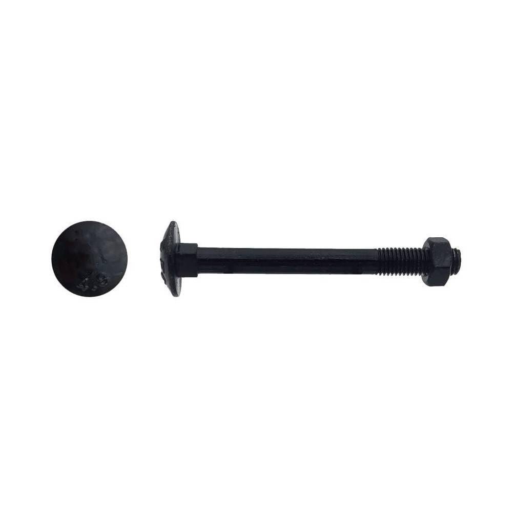 100 Boulons Tête Ronde Collet Carré TRCC 6 x 70 mm - DIN 603 - Zingué Noir - D-Work