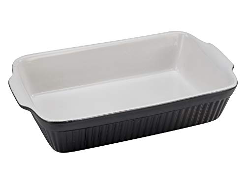 CreaTable, 23531, Serie Classic BLACK & WHITE, 1-teiliges Geschirrset, Auflaufform aus Steinzeug, spülmaschinen- und mikrowellengeeignet, Made in Portugal