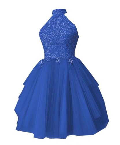 High Neck Halter A line Tulle Lace Top Short Homecoming Cocktail Prom Party Dresses Keyhole Back 2025