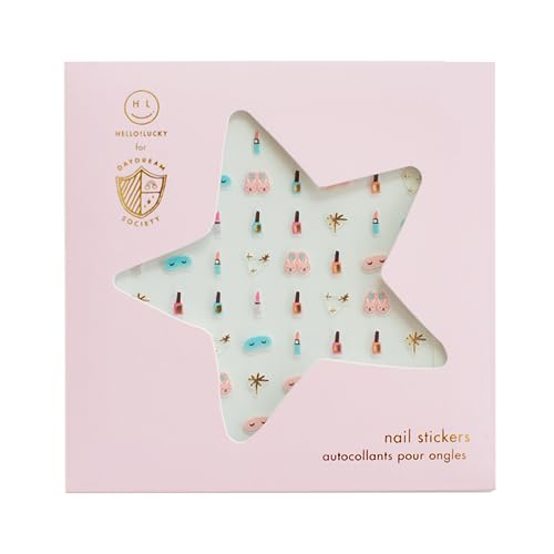 Daydream Society Sweet Dreams - Sleepover and Makeup Nail Sticker Pack - 1 Nail Sticker Sheet with 100 Stickers - Glam Party Favors - Nail Art for Girls Birthdays, Slumber Parties, and Pamper Parties