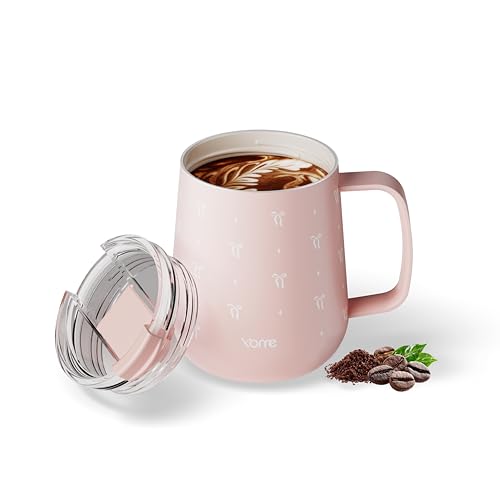 Insulated Bow Coffee Mug with Lid, 10oz