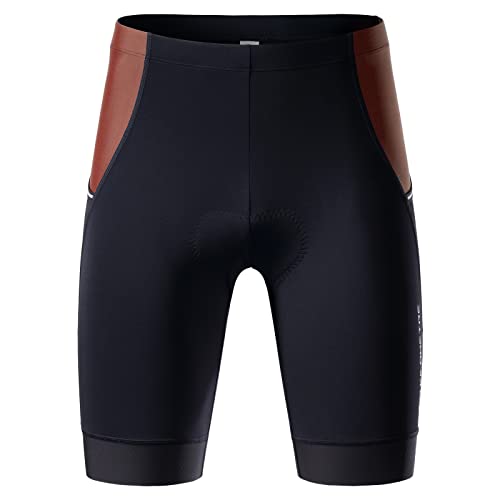MY KILOMETRE Mens Triathlon Shorts with Adjustable Drawstring Easy Reach Leg Pockets Chamois for Long-Distance Tri Race Wine Red