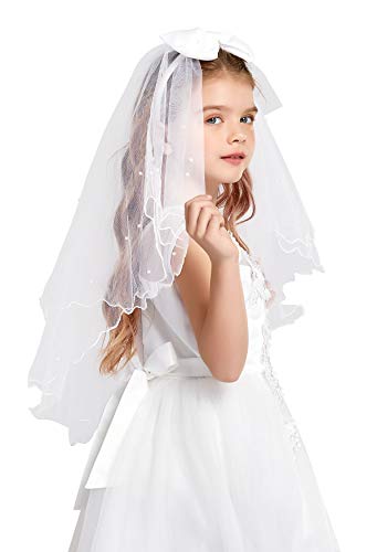 Girls Bowknot Rhinestone Flower Headband Hair Wreath Floral Crown Veil