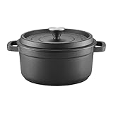 AMBITION Gusseisen Topf mit Deckel ofenfest 20 cm Iron 2,2 L Schmortopf Induktion alle Herdarten