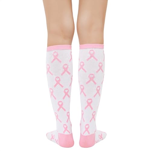 Image of Zando Knee High Socks for Women Striped Athletic Long Tall Tube Socks Outdoor Sports Casual Thigh High Stockings