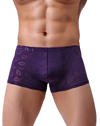 SEAUR Pouch Boxer Briefs for Men Breathable Ice Silk Underwear U Convex Shorts Low Rise Cooling Trunks