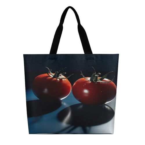 Women's Multi-Functional Shopping Bag，Tomatoes on The Table Printing Messenger Bag Shoulder Bag for Travel, Work, Shopping & Parties with Inner Pocket, Grocery Bag Lightweight & Water-Resistant3