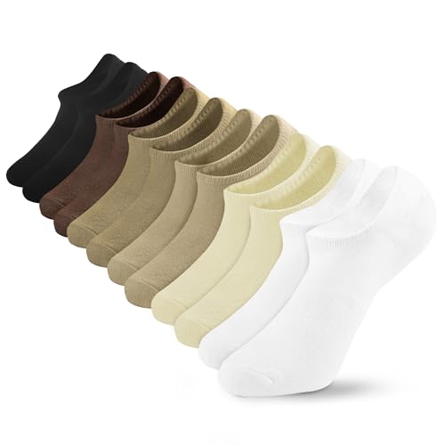 Image of No Show Socks for Women and Men - 6 Pairs Low Cut Cotton Invisible Liner, Non-Slip Athletic Boat Socks
