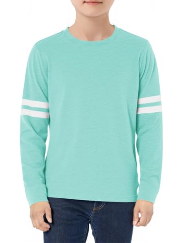 Image of Haloumoning Boys Long Sleeve Shirts Kids Crewneck T Shirts Casual Striped Tops Tees 5-14 Years