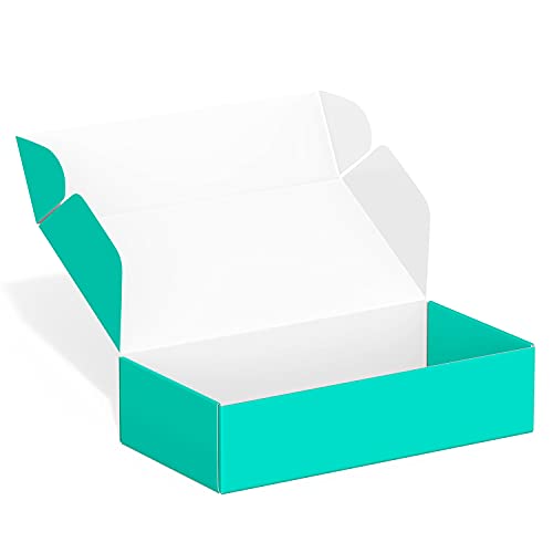 Image of 50 Pack 4 inchx8 inchx2 inch Shipping Boxes, Corrugated Cardboard Small Box Mailer, Shipping Boxes for Small Business for Gift Packing- TONESPAC (4 inchx8 inchx2 inch, Teal)
