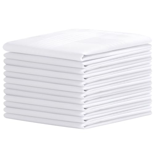Ohuhu Stofftaschentücher Herren Taschentücher Stoff 100% Baumwolle Maschinenwaschbar Weißes Herrentaschentücher Taschentücher Herren Geschenk 40 cm x 40 cm