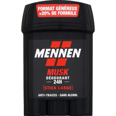 MENNEN Deodorant homme 24H stick large sans alcool anti traces, musk - Le stick de 60ml Cover