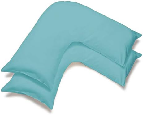 mFabrics Pack of 2 | Poly-Cotton Plain Dyed V Pillow Covers | UK V-Shaped Pillowcase Pair (Plum)