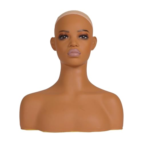 Cabeza de maniquí para pendientes, sombreros y diademas con hombros de mujer