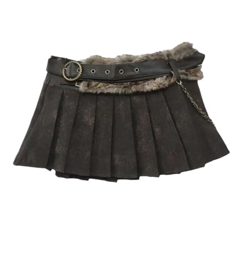 Women’S Fashion Low Waist Splicing Belt Short Skirts Casual Mini A-Line Skirts Female