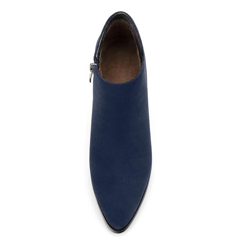 Women's Ankle Boots, Pointed Toe Chunky Heel Short Boots, Side Zipper and Elastic Ankle Booties, Mid Heel Shoes for Women3