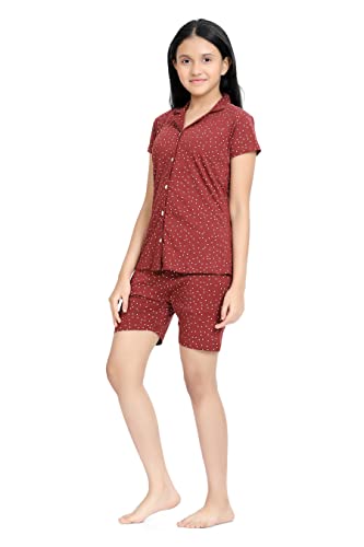 Image of Kids Night Suit for Girls - Cotton Set of Pyjama & T-Shirt Sleepwear - Lightweight & Comfortable Night Wear for Kids