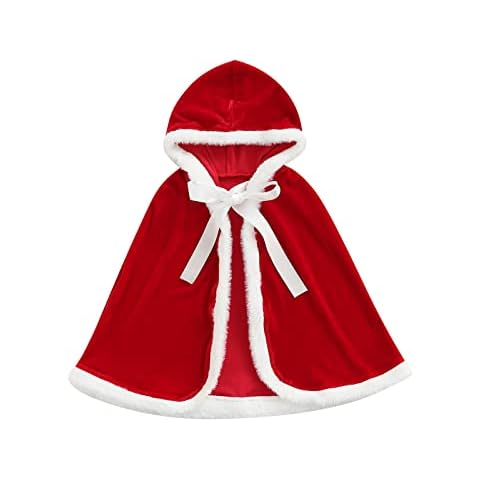 Toddler Kid Newborn Baby Boy Girl Christmas Costumes little Red Riding Hood Xmas Cloak Capes Cosplay Fancy Dress Outfits with Hat (Red-A, 1-2 Years) Cover