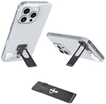 Phone Slim Stand Thin Kickstand, Ultra Thin Vertical Horizontal Universal Steel Metal Stable Mount Attachable Pocket Friendly Phone Holder for iPhone Samsung Phone Case (Black 1-Pack)