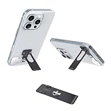 Stinfy Phone Slim Stand Thin Kickstand, Ultra Thin Vertical Horizontal Universal Steel Metal Stable Mount Attachable Pocket Friendly Phone Holder for iPhone Samsung Phone Case (Black 1-Pack)
