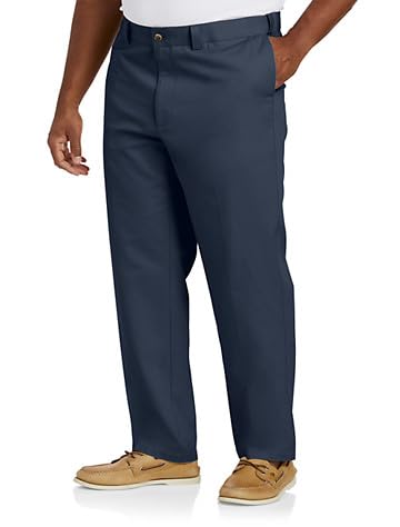 DXL Big + Tall Essentials Men's Big and Tall Flat-Front Twill Pants