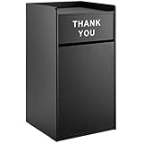 35 Gallon Black Waste Receptacle Enclosure with Thank You Swing Door - Laminate, Tray Shelf Included