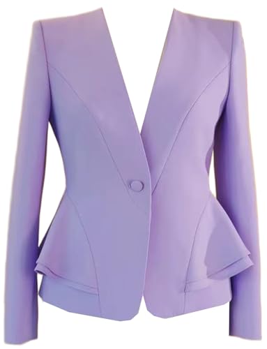 Blazer boutonné femme veste de costume confortable sans col pour le bureau