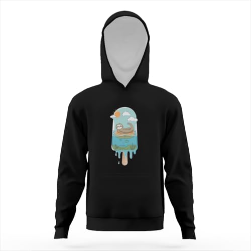 Funny Cute Sloth In Melting Popsicle Beach Vacation Hoodies for Teen Girls Boys Lightweight Kangaroo Pocket Sweatshirt3