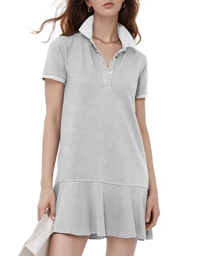 Image of Flygo Womens Polo Dress Summer Short Sleeve Ruffle T Shirt Dress