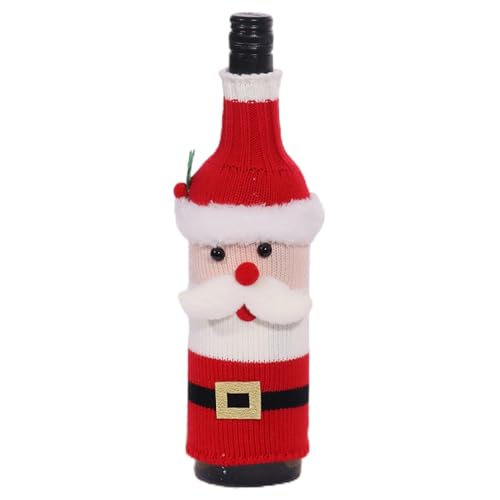 Generico Cubierta de botella de vino con suéter navideño - Protector de botella de vino de punto - Vestido de suéter de punto suave para decoración de botellas d
