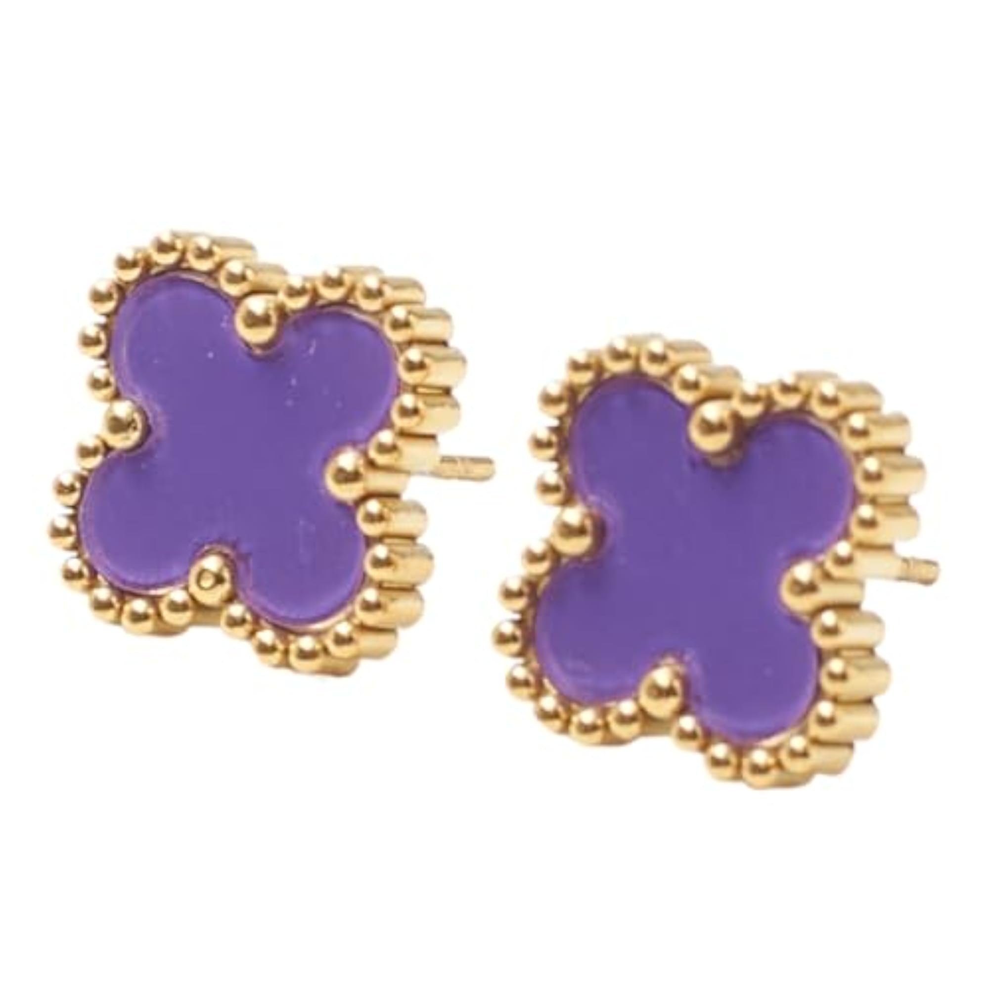 Plum Lucky Clover Earrings Set for Women, Stylish Minimalist