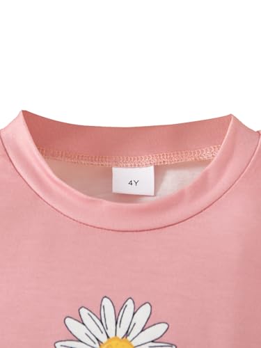 Image of Girl's 2 Pcs Outfits Short Sleeve Graphic T-Shirt Top and Paperbag Waist Shorts Set with Belt