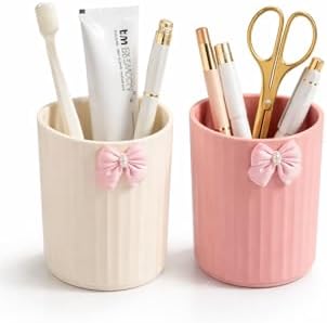 Decorative Pen Holder Set for Desk Organizer Use | Stylish Pencil Holder for Office Study Table Home School | Multipurpose Stand for Pens Stationery Makeup Brushes Accessories Storage (2 Pcs)