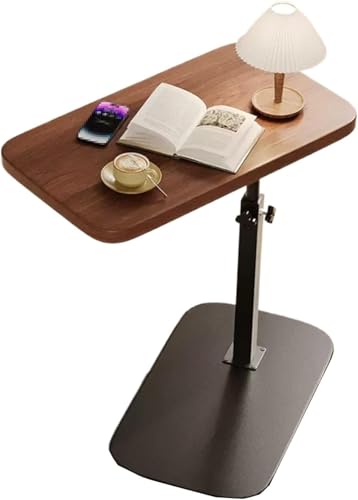 Genérico Mesa Auxiliar C con Altura Ajustable – Mesa con Bandeja Giratoria 360° para Sofá, Cama, Espacios Reducidos, Mesa de Café Plegable, Portátil y Moderna,Brown