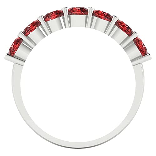 Clara Pucci 1.19 tcw Eternity Wedding Band for Women - 3.5mm Round Cut Garnet Birthstone Gold Ring - 14K White Gold Stacking Bridal Wedding Ring for her4