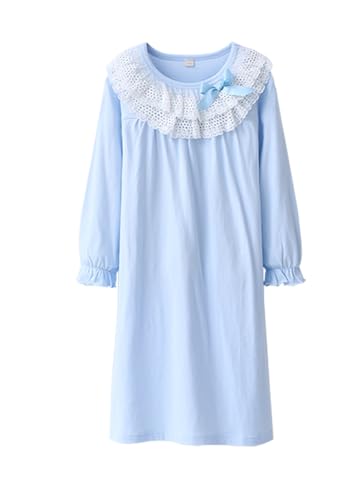 BANGSAUR Girls Cotton Dress, Lace Dress Girl Sleeping Gown 3-15 Years