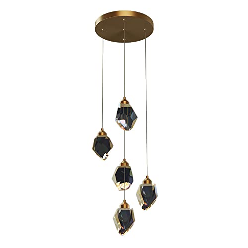 Lustre en cristal à 5 têtes pour remplacer un éclairage terne par une suspension LED diamant - 2